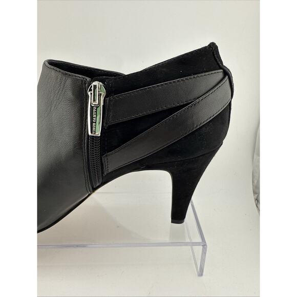Vince Camuto Vayda Black Leather & Suede Bootie Gold Buckle Zip Size 10 M NWB - Picture 5 of 16